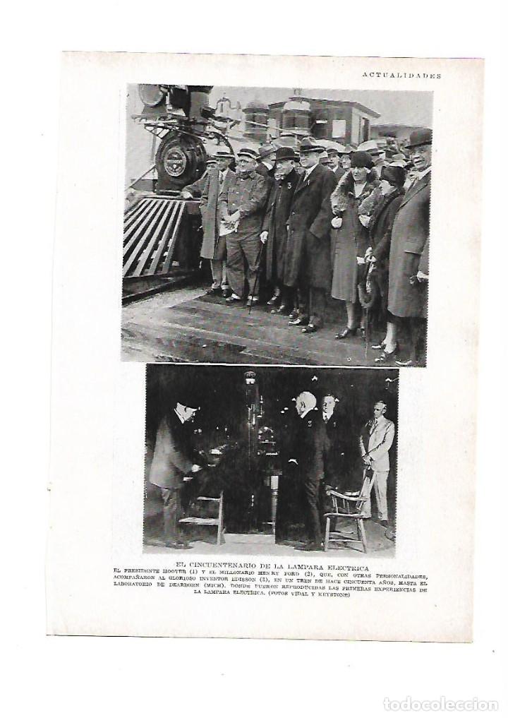 Otros Art&iacute;culos de Coleccionismo en Papel: A&Ntilde;O 1929 RECORTE PRENSA 50 ANIVERSARIO INVENCION LAMPARA ELECTRICA EDISSON