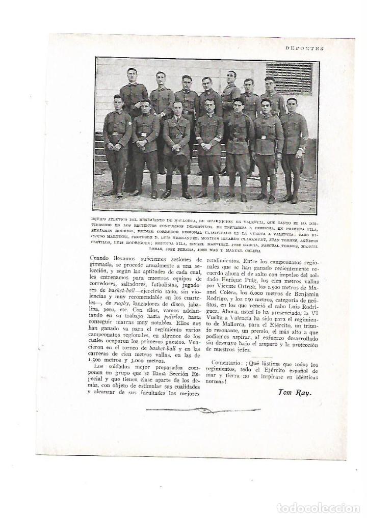 Otros Art&iacute;culos de Coleccionismo en Papel: A&Ntilde;O 1929 RECORTE PRENSA DEPORTES EL ATLETISMO EN EL EJERCITO EQUIPO DEL REGIMIENTO DE MALLORCA