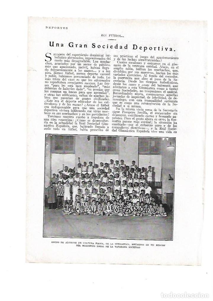 Otros art&iacute;culos de coleccionismo en papel: A&Ntilde;O 1929 RECORTE PRENS DEPORTES SOCIEDAD DEPORTIVA REAL SOCIEDAD GIMNASTICA ESPA&Ntilde;OLA POMPEYO SEVILLA