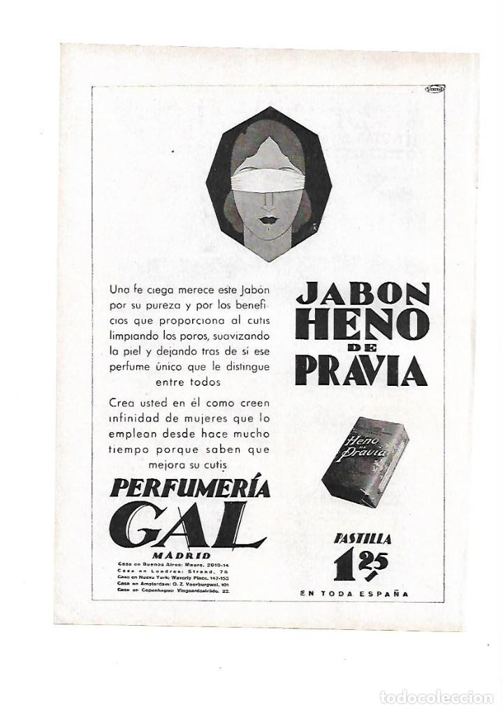 Otros Art&iacute;culos de Coleccionismo en Papel: A&Ntilde;O 1929 RECORTE PRENSA PUBLICIDAD PASTILLA DE JABON HENO DE PRAVIA PERFUMERIA GAL