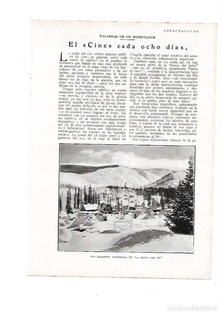 Otros art&iacute;culos de coleccionismo en papel: A&Ntilde;O 1929 RECORTE PRENSA CINE PELICULA LA SENDA DEL 98 EL TEATRO FLOTANTE CRITICA LUIS DE GALINSOGA