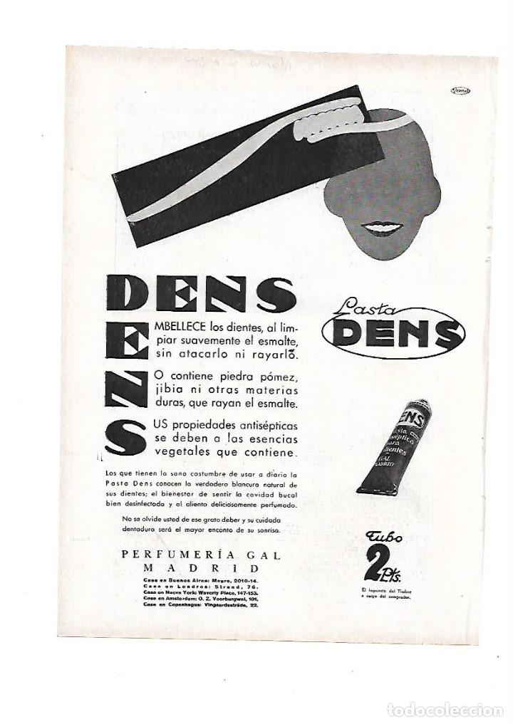 Otros art&iacute;culos de coleccionismo en papel: A&Ntilde;O 1929 RECORTE PRENSA PUBLICIDAD PASTA DENS DENTIFRICO PERFUMERIA GAL