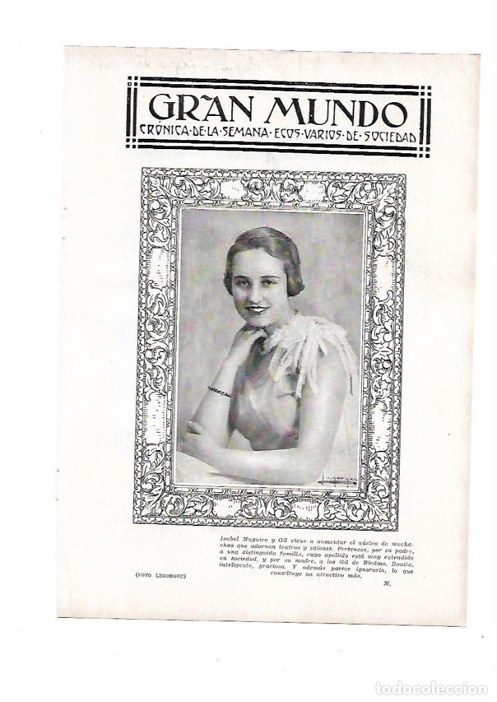 Otros art&iacute;culos de coleccionismo en papel: A&Ntilde;O 1929 RECORTE PRENSA FOTOGRAFIA RETRATO ISABEL MUGUIRO GIL DE BIEDMA
