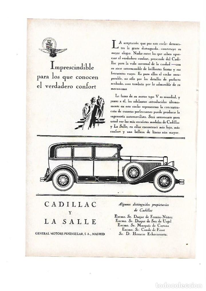 Otros Art&iacute;culos de Coleccionismo en Papel: A&Ntilde;O 1929 RECORTE PRENSA PUBLICIDAD CADILLAC LA SALLE GENERAL MOTORS COCHE AUTOMOVIL