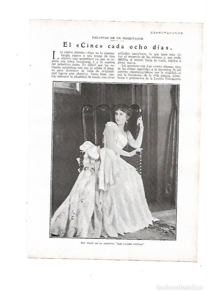 Otros Art&iacute;culos de Coleccionismo en Papel: A&Ntilde;O 1929 RECORTE PRENSA CINE PELICULA LAS CUATRO PLUMAS TRAFALGAR CRITICA LUIS DE GALINSOGA