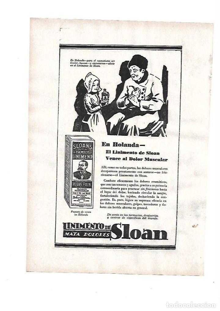 Otros Art&iacute;culos de Coleccionismo en Papel: A&Ntilde;O 1929 RECORTE PRENSA PUBLICIDAD LINIMENTO DE SLOAN