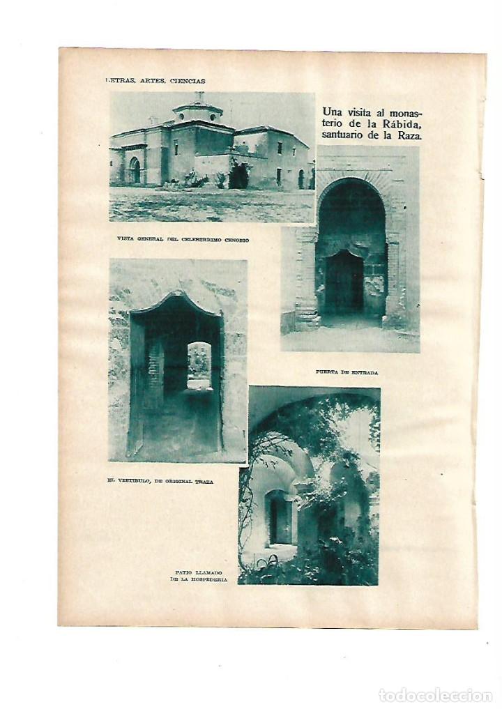 Otros art&iacute;culos de coleccionismo en papel: A&Ntilde;O 1929 RECORTE PRENSA MONASTERIO DE  LA RABIDA SANTUARIO DE LA RAZA HUELVA FOTO FRANCISCO MACIAS