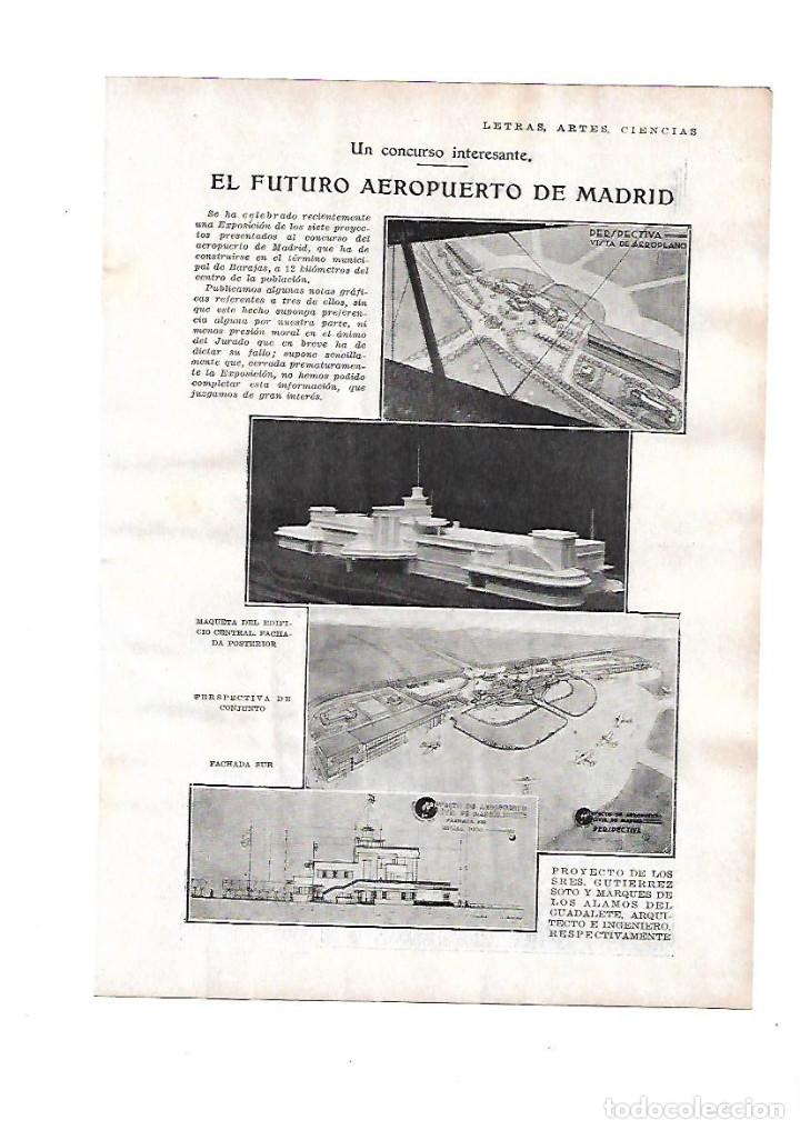 Otros art&iacute;culos de coleccionismo en papel: A&Ntilde;O 1929 RECORTE PRENSA FUTURO AEROPUERTO DE MADRID DIVERSOS PROYECTOS