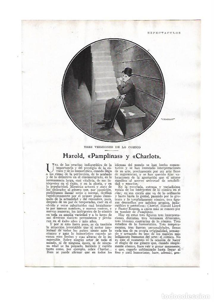 Otros Art&iacute;culos de Coleccionismo en Papel: A&Ntilde;O 1929 RECORTE PRENS CINE HUMOR COMICO HAROLD LLOYD PAMPLINAS CHARLOT CHAPLIN ACTOR