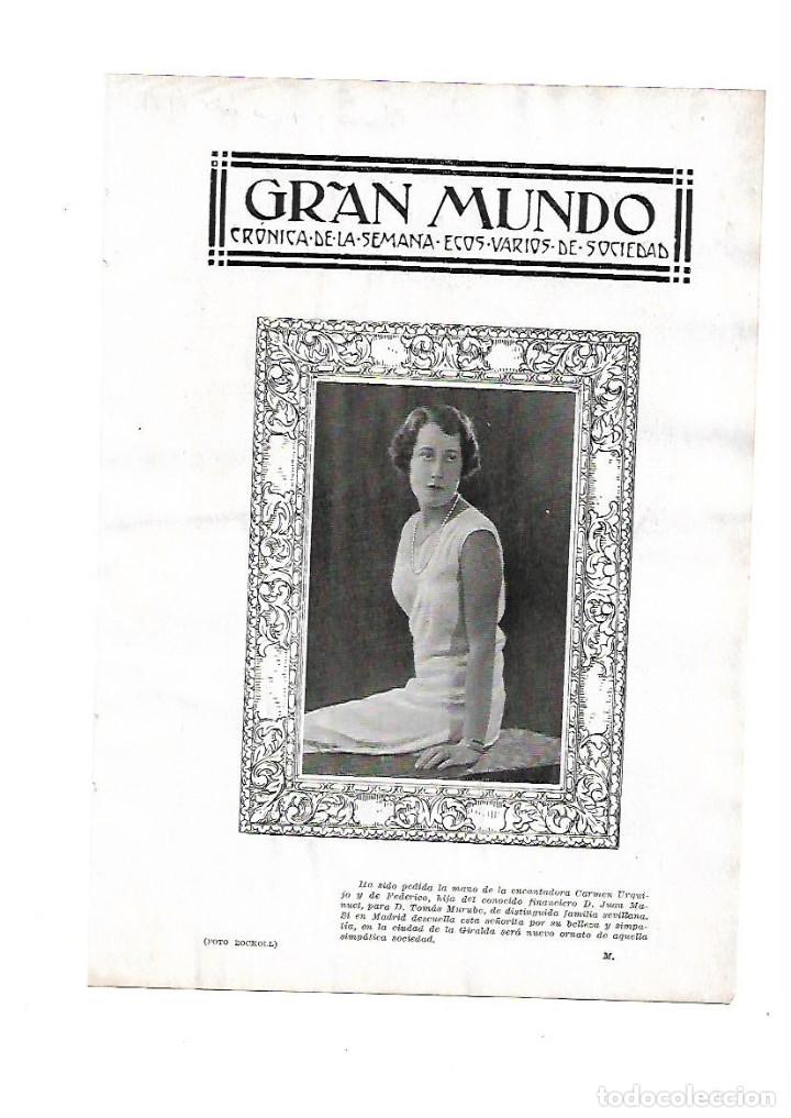 Otros Art&iacute;culos de Coleccionismo en Papel: A&Ntilde;O 1929 RECORTE PRENSA CARMEN URQUIJO Y DE FEDERICO FOTOGRAFIA RETRATO