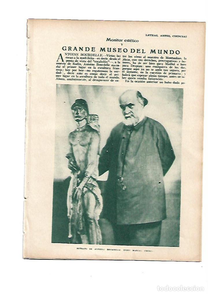 Paper Collecting Others: A&Ntilde;O 1929 RECORTE PRENSA ARTE ESCULTURA ESCULTOR ANTOINE BOURDELLE