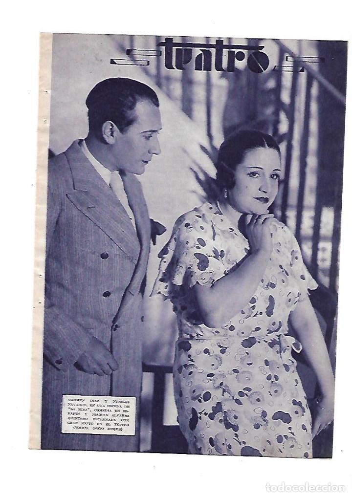 Otros Art&iacute;culos de Coleccionismo en Papel: A&Ntilde;O 1934 RECORTE PRENSA TEATRO CARMEN DIAZ NICOLAS NAVARRO EN LA RISA COMEDIA QUINTERO TEATRO COMICO