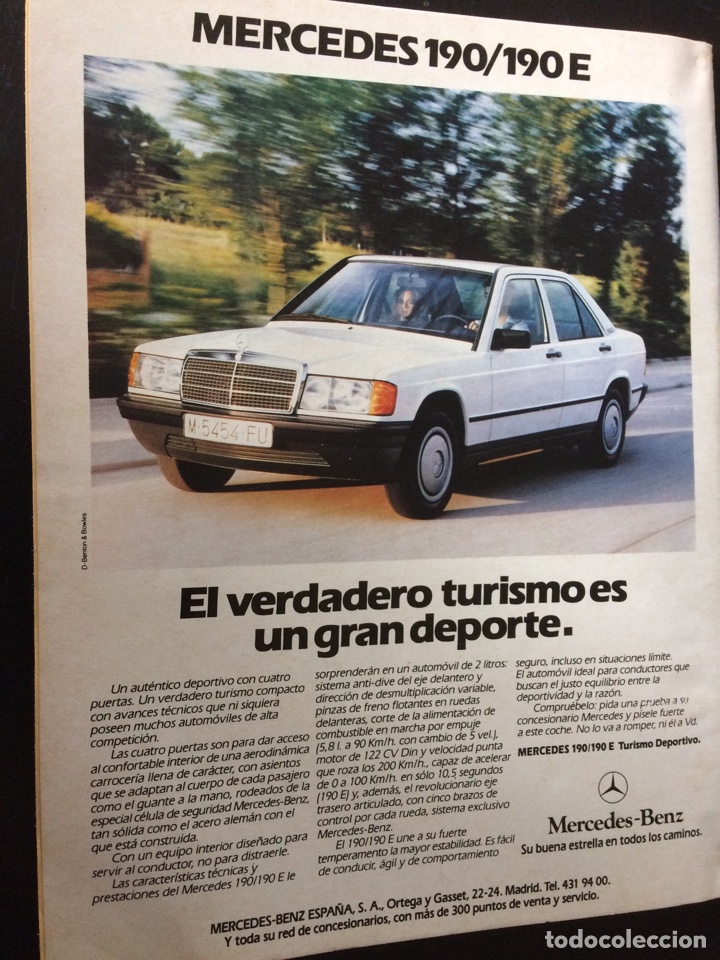Otros art&iacute;culos de coleccionismo en papel: Publicidad autom&oacute;vil mercedes benz 190 de 1984