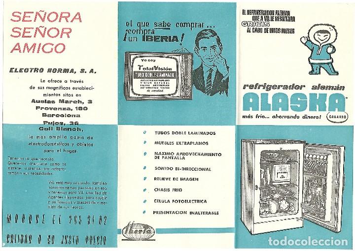 Otros Art&iacute;culos de Coleccionismo en Papel: TRIPTICO PUBLICITARIO ORIGINAL DE 1963 CON 3 ANUNCIOS DE ELECTRO NORMA, IBERIA Y REFRIGERADOR ALASKA