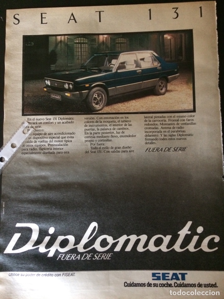 Outros artigos de papel: Publicidad autom&oacute;vil Seat 131 diplom&aacute;tic