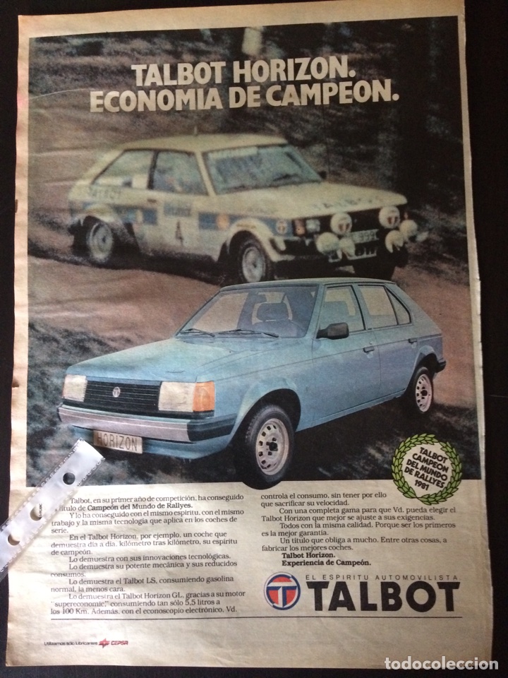 Outros artigos de papel: Publicidad autom&oacute;vil Talbot horizon