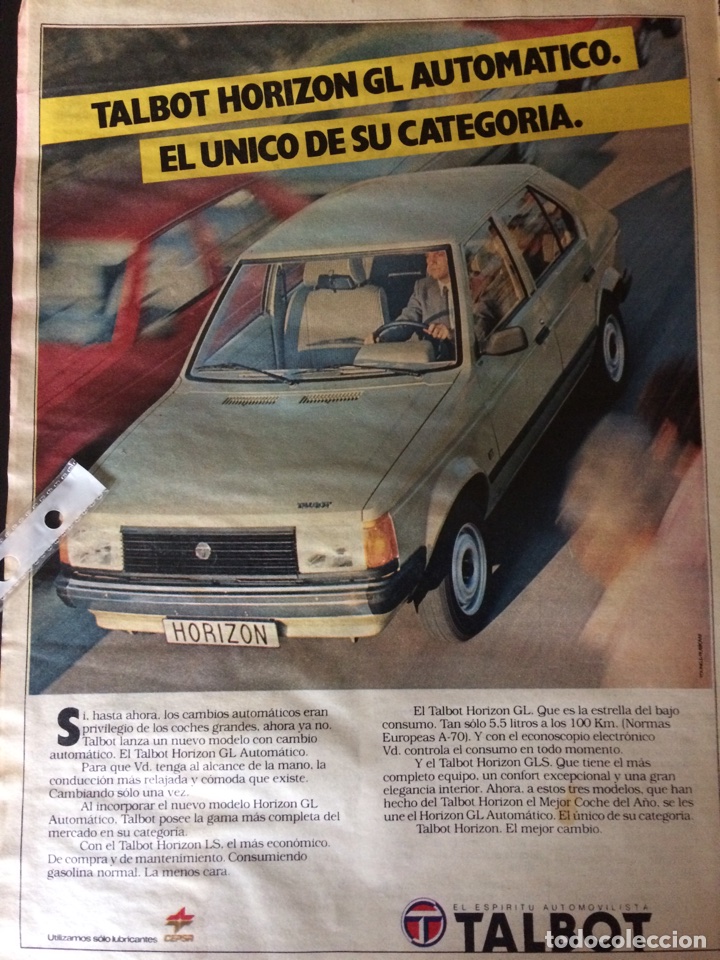 Paper Collecting Others: Publicidad autom&oacute;vil Talbot horizon