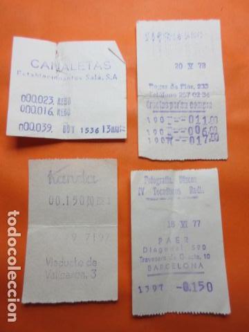 Otros art&iacute;culos de coleccionismo en papel: LOTE 4 TIQUET DE COMPRA ANTIGUOS DE BARCELONA CANALETAS PAER KANDA  - TAL COMO SE VE EN LA FOTO