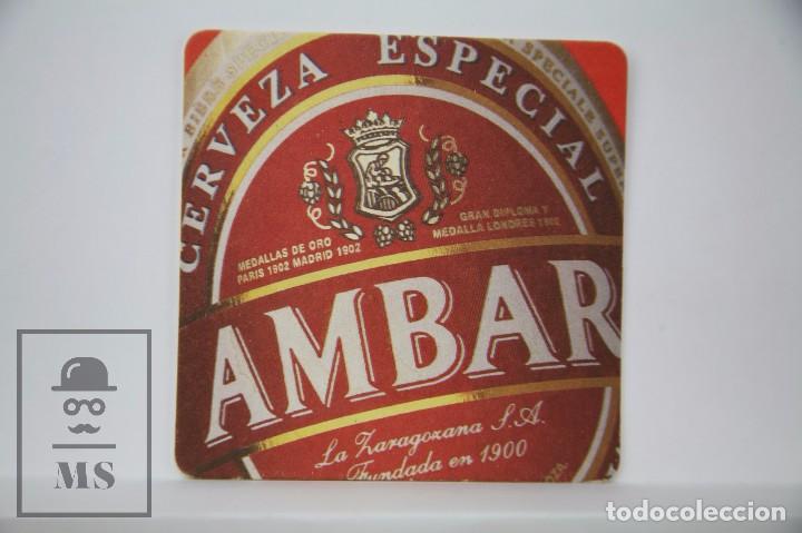 Otros Art&iacute;culos de Coleccionismo en Papel: Posavasos Publicitario - Cerveza Ambar - Zaragoza - Medidas 9 x 9 cm