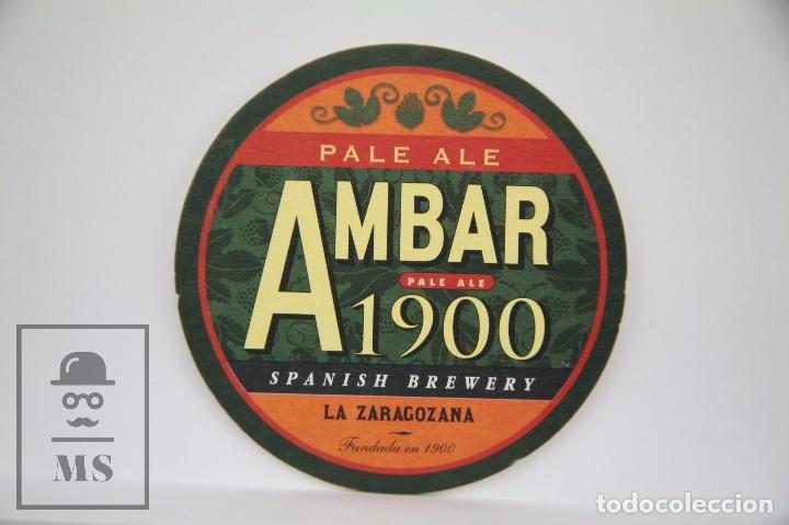 Otros Art&iacute;culos de Coleccionismo en Papel: Posavasos Publicitario - Cerveza Ambar. Pale Ale 1900 - La Zaragozana, Zaragoza - Di&aacute;metro 9 cm