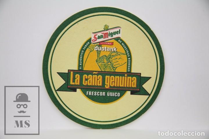 Otros Art&iacute;culos de Coleccionismo en Papel: Posavasos Publicitario - Cerveza San Miguel. La Ca&ntilde;a Genuina. Frescor &Uacute;nico - Di&aacute;metro 10,5 cm