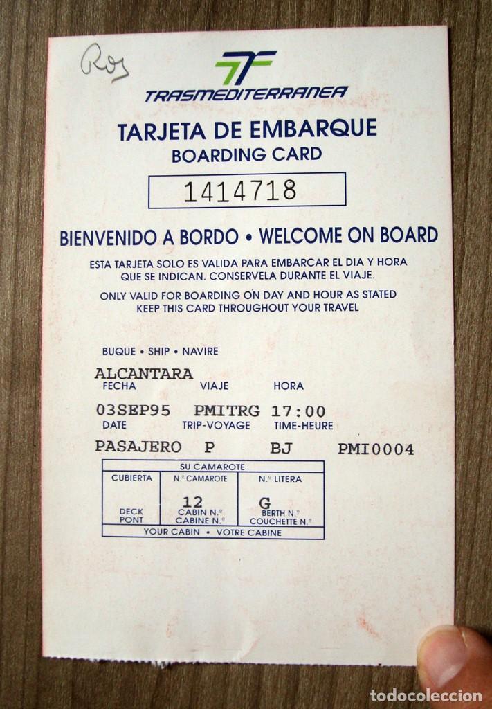 Otros Art&iacute;culos de Coleccionismo en Papel: Targeta de embarque transmediterranea 1995 - propaganda coca-cola, cocacola