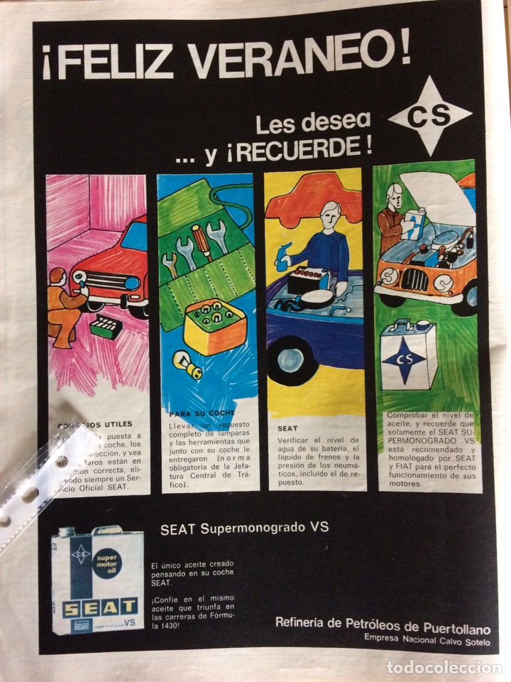 Paper Collecting Others: Publicidad aceite CS para autom&oacute;vil Seat de 1972