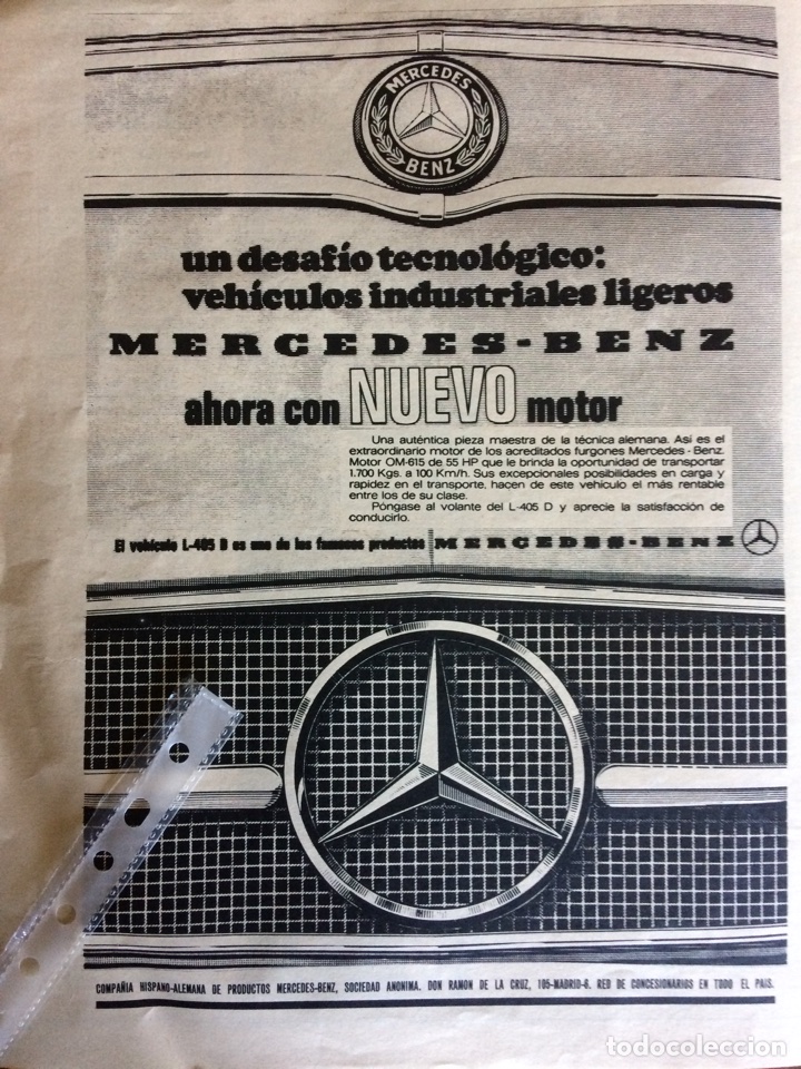 Outros artigos de papel: Publicidad autom&oacute;vil mercedes benz de 1971