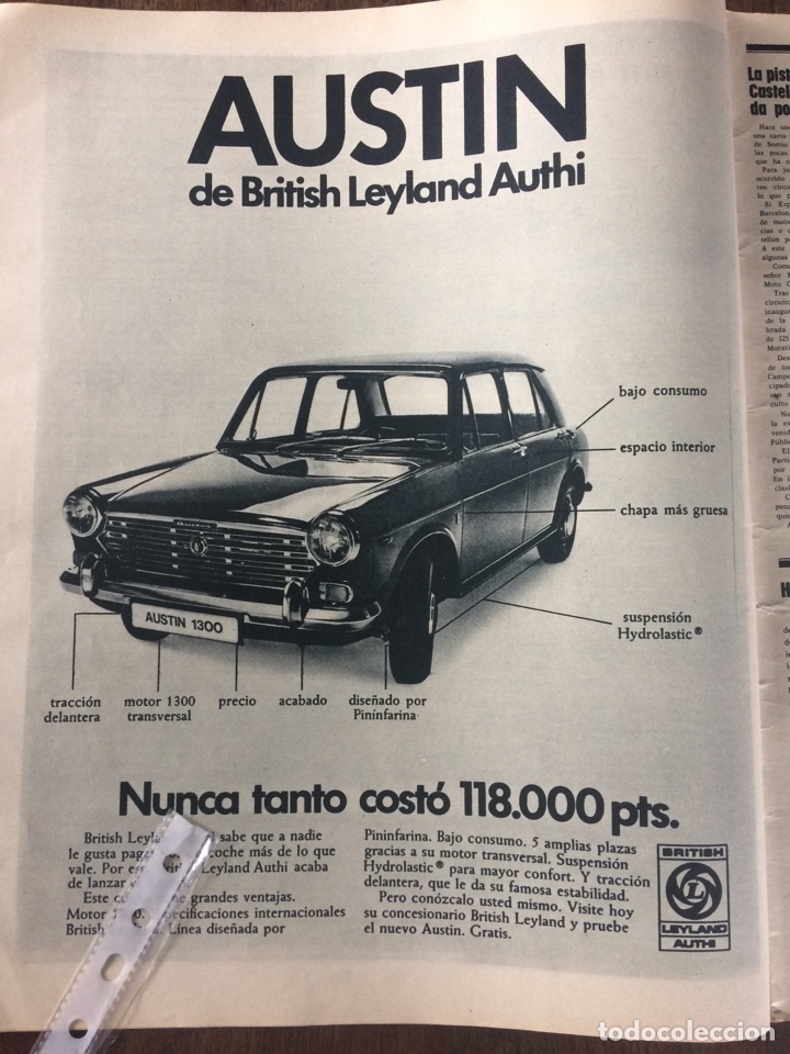 Collectionnisme Papier divers: Publicidad autom&oacute;vil Austin 1300 Authi de1971