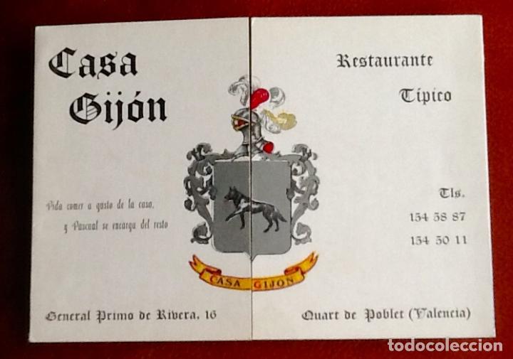 Otros art&iacute;culos de coleccionismo en papel: TARJETA DE VISITA, CASA GIJON. QUART DE POBLET. VALENCIA. . ENVIO INCLUIDO EN EL PRECIO.
