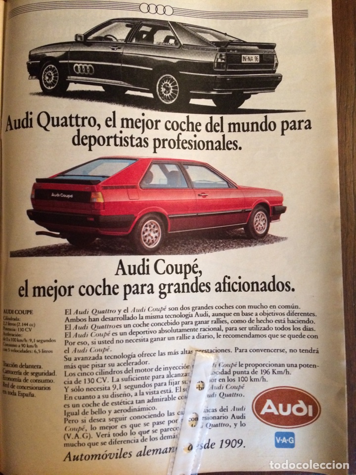 Collectionnisme Papier divers: Publicidad autom&oacute;vil Audi quattro Coupe de 1982