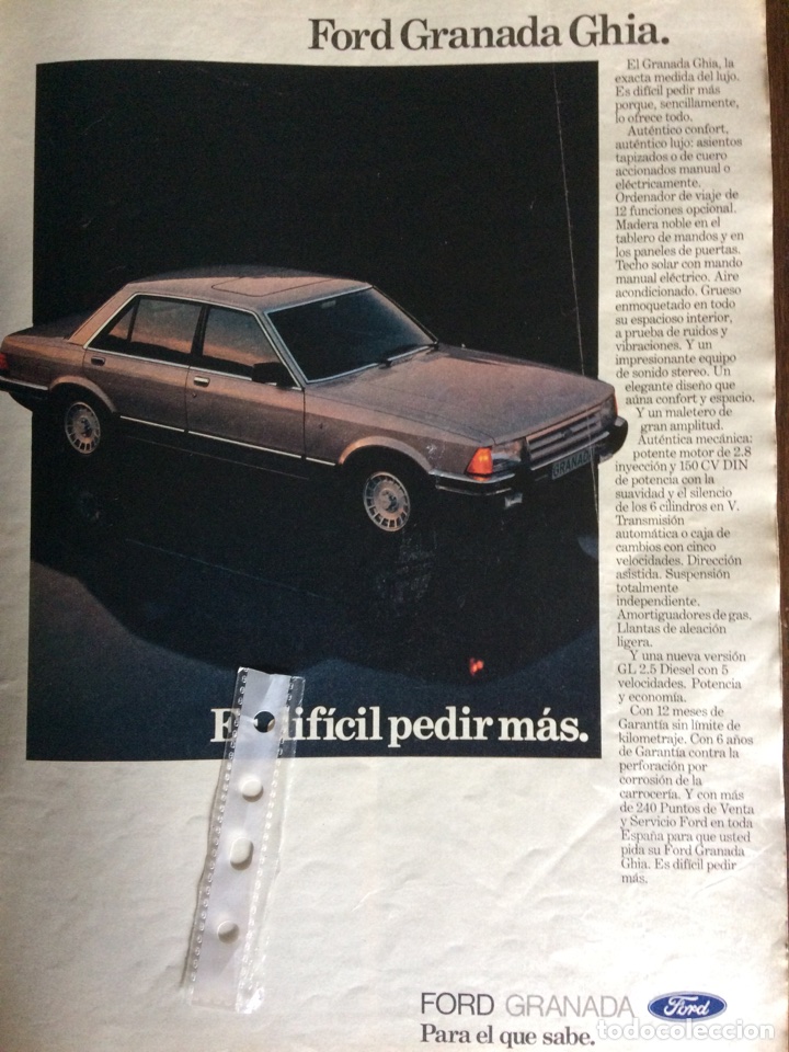Outros artigos de papel: Publicidad autom&oacute;vil Ford granada de 1983