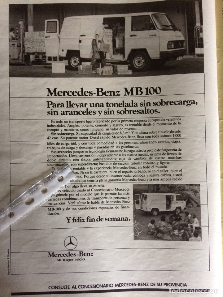 Outros artigos de papel: Publicidad Furgoneta mercedes benz MB 100 de 1983