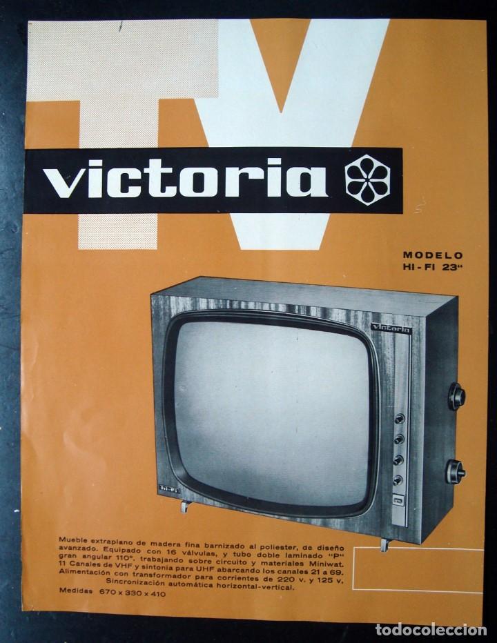 Otros Art&iacute;culos de Coleccionismo en Papel: Hoja folleto, propaganta televisor TV, television victoria - 26,5 x 12 cm.