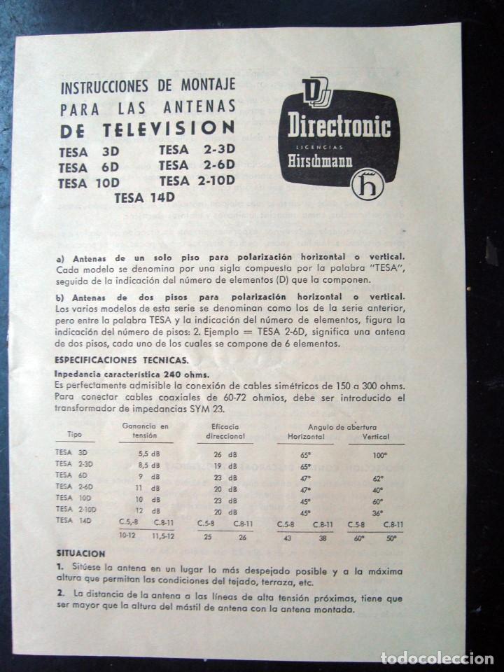 Otros Art&iacute;culos de Coleccionismo en Papel: Catalogo folleto instrucciones montaje antenas television directronic - hirschmann