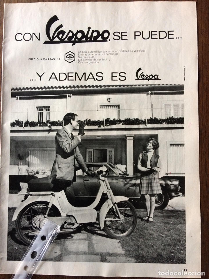 Outros artigos de papel: Publicidad ciclomotor vespino de vespa de 1969