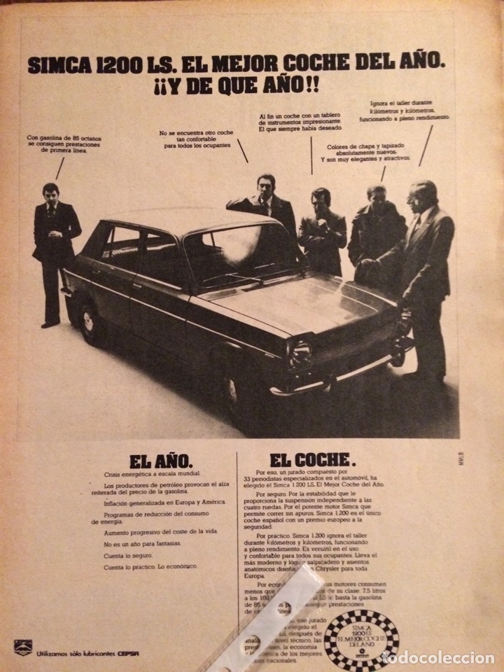 Outros artigos de papel: Publicidad autom&oacute;vil simca 1200 de 1975