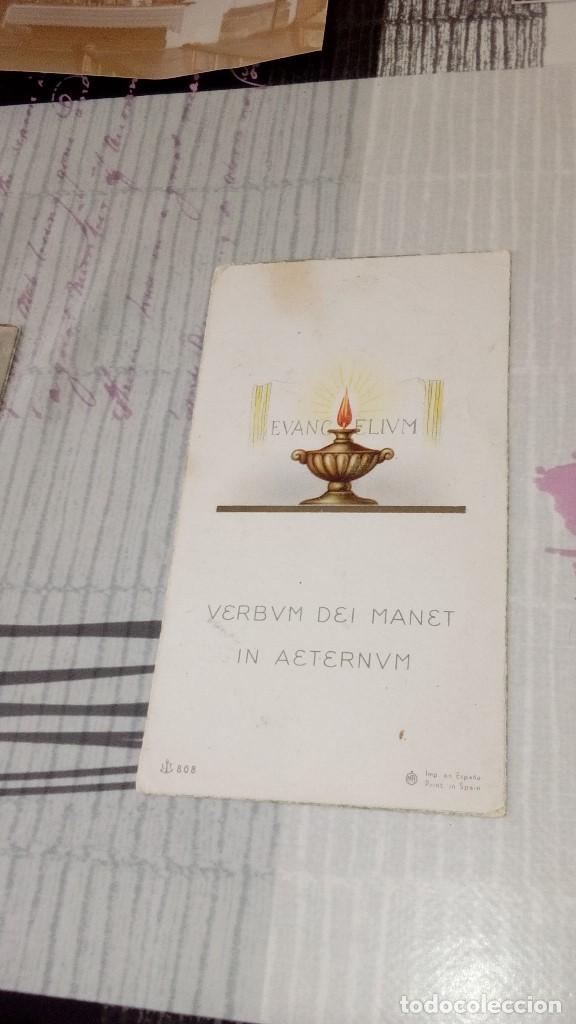 Collectionnisme Papier divers: CAJ-8U9 ESTAMPA RELIGIOSA EVANGELIVM VERBVM DEI MANET IN AETERNVM ESCRITA POR DETRAS