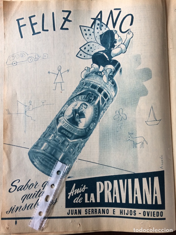 Collectionnisme Papier divers: Publicidad bebida an&iacute;s la praviana de 1956