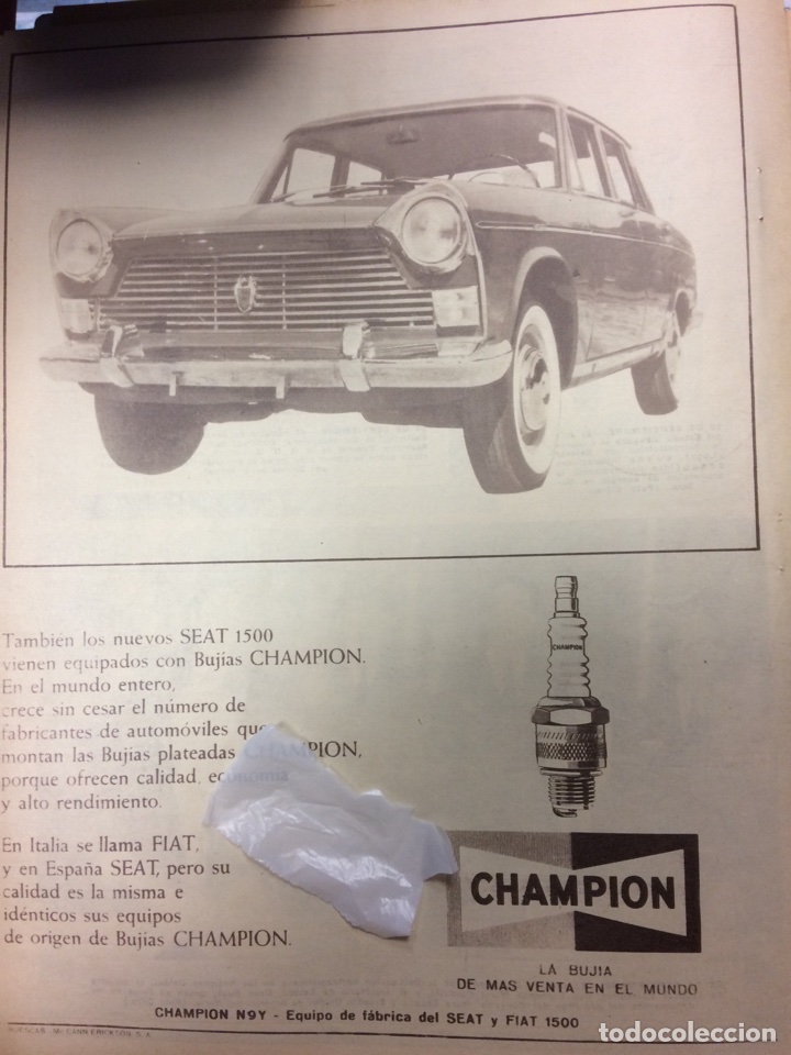 Collectionnisme Papier divers: Publicidad buj&iacute;as champion y Seat 1500 de 1963