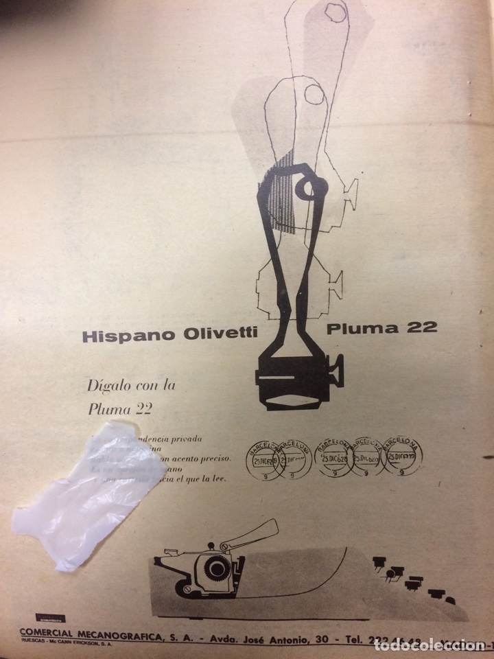Collectionnisme Papier divers: Publicidad m&aacute;quina de escribir Olivetti de 1963