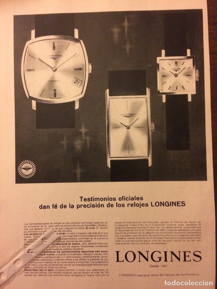 Collectionnisme Papier divers: Publicidad reloj longines de 1969