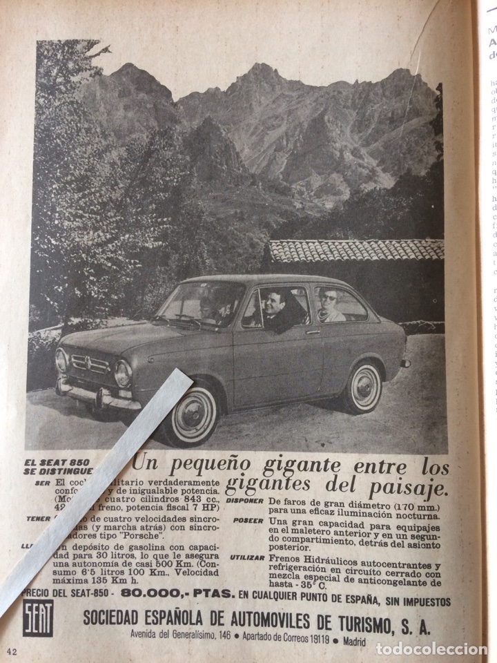 Paper Collecting Others: Publicidad autom&oacute;vil Seat 850 de 1966