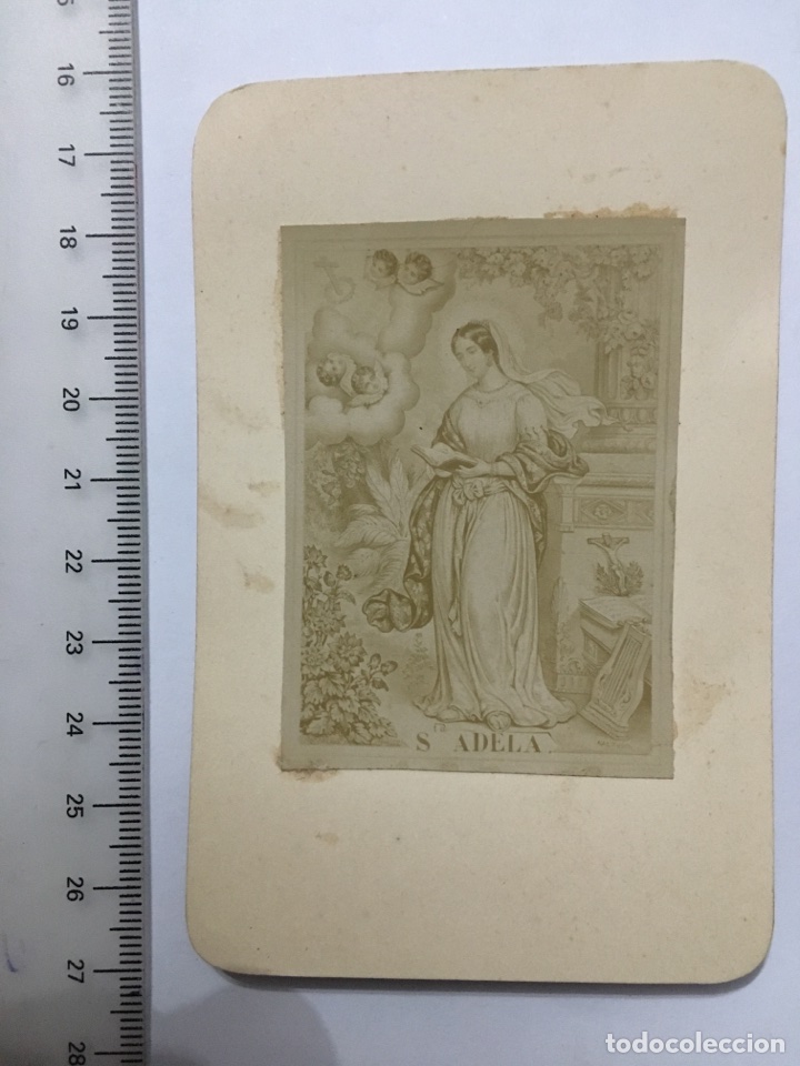 Altri oggetti di carta: ESTAMPA RELIGIOSA FOTOGR&Aacute;FICA. SANTA ADELA. FINALES S. XIX.