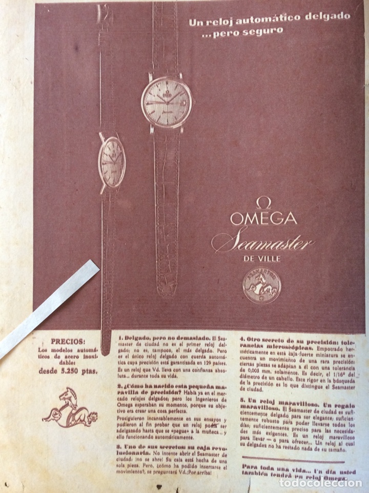 Paper Collecting Others: Publicidad reloj omega de 1962