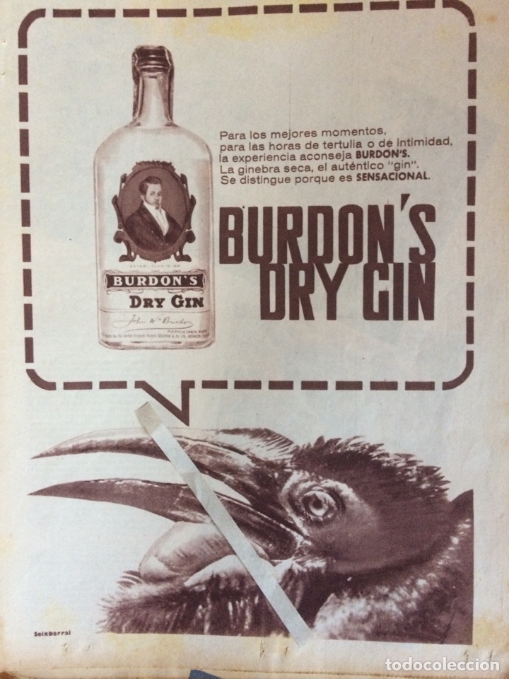 Otros art&iacute;culos de coleccionismo en papel: Publicidad bebida ginebra burdon s de 1972