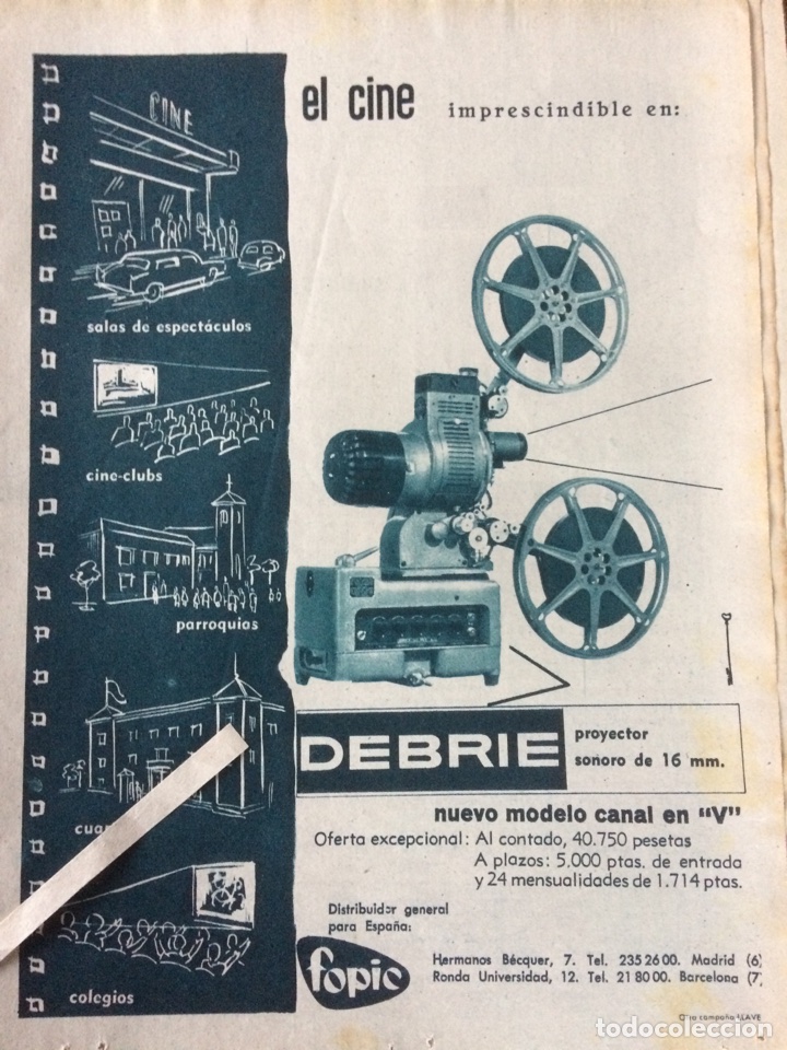 Outros artigos de papel: Publicidad proyector para cine debrie de 1961