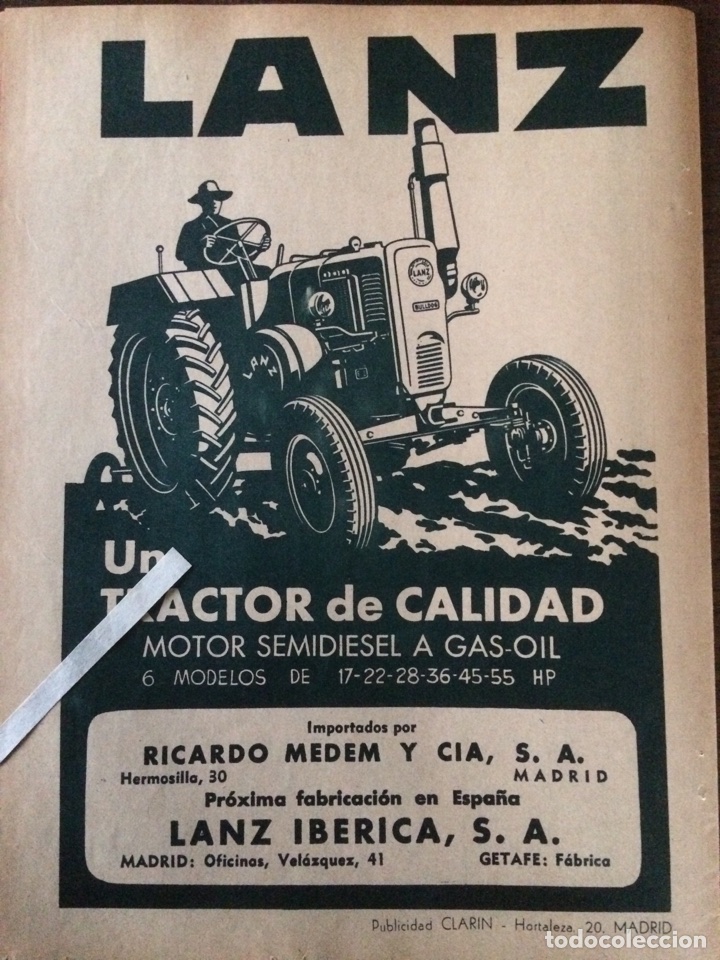 Paper Collecting Others: Publicidad Tractores Lanz de 1955