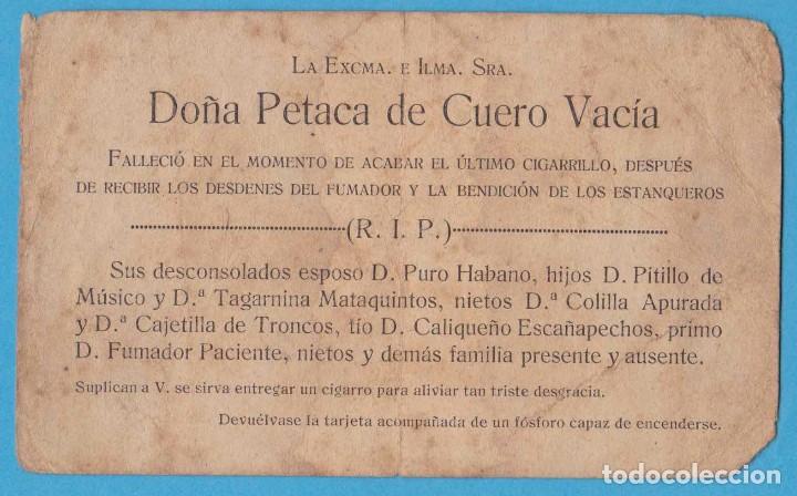 Paper Collecting Others: DO&Ntilde;A PETACA DE CUERO VAC&Iacute;A. ESQUELA O TARJETA HUMOR&Iacute;STICA. TABACO, FUMAR