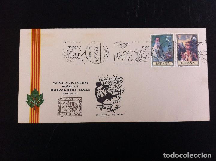 Sammelleidenschaft Andere Papierartikel: SOBRE COMERCIAL (MATASELLOS DE FIGUERAS DISE&Ntilde;ADO POR DAL&Iacute;).  1971. FILAT&Eacute;LICA FIGUERAS